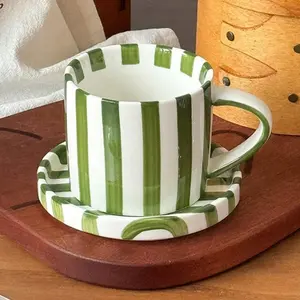 Concentrated Coffee Cup Set, Ceramic Coffee Cups Series, Drinkware, Home Office Restaurant Use, Afternoon Tea Cup and Saucer Set, Coffee Cups Gift (260ML/8.79oz)