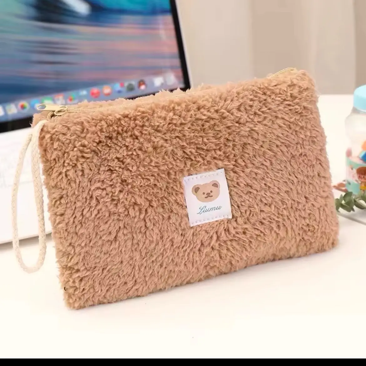 Sherpa Teddy Bear Wristlet for Women - Soft and Cozy, Perfect for Any Occasion