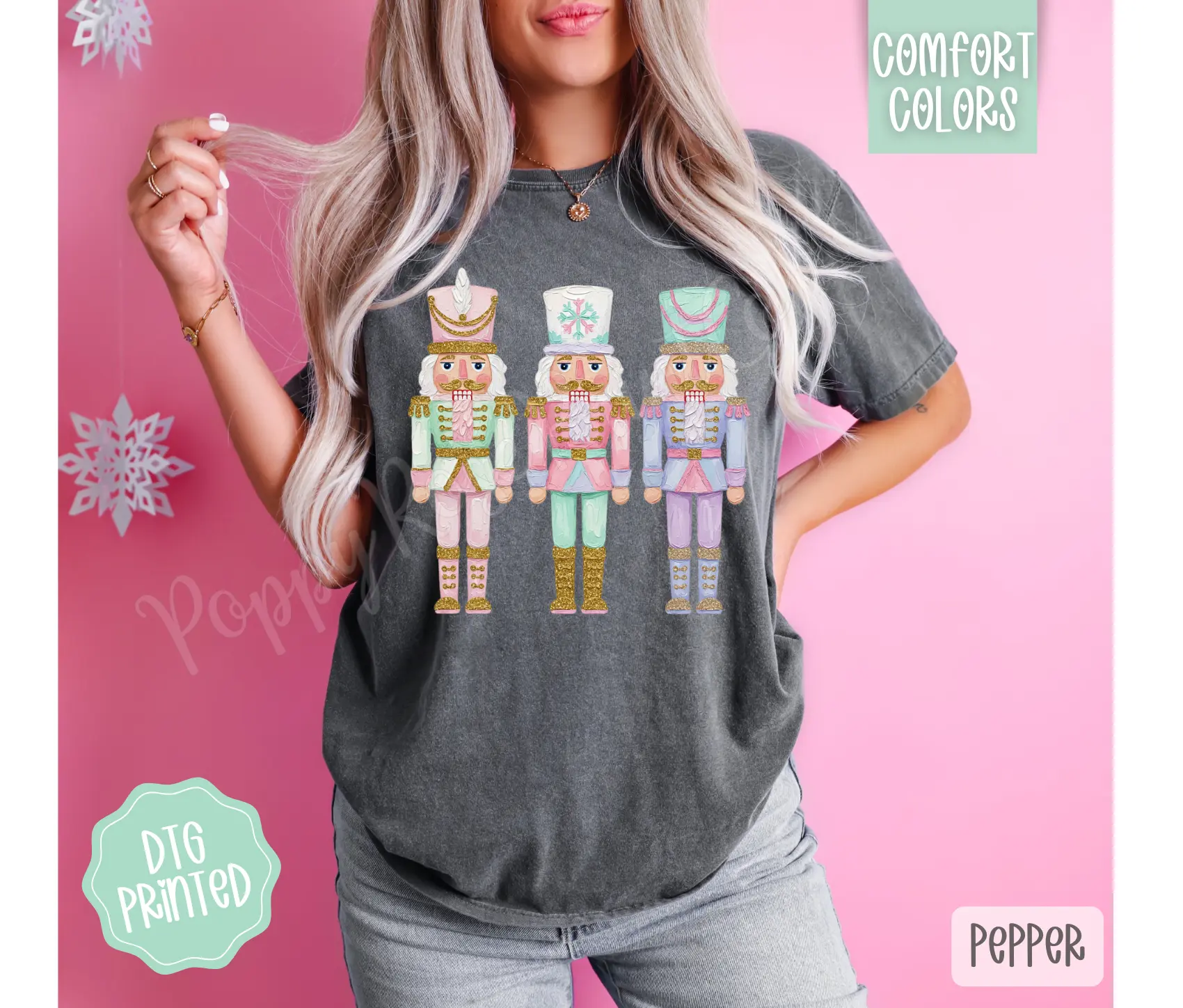 Painted Nutcracker Shirt Comfort Colors, Trendy Women's Christmas Tshirt