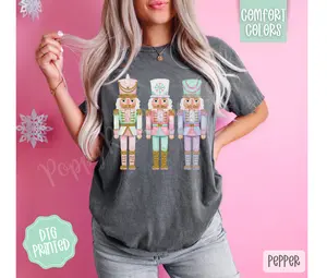 Painted Nutcracker Shirt Comfort Colors, Trendy Women's Christmas Tshirt