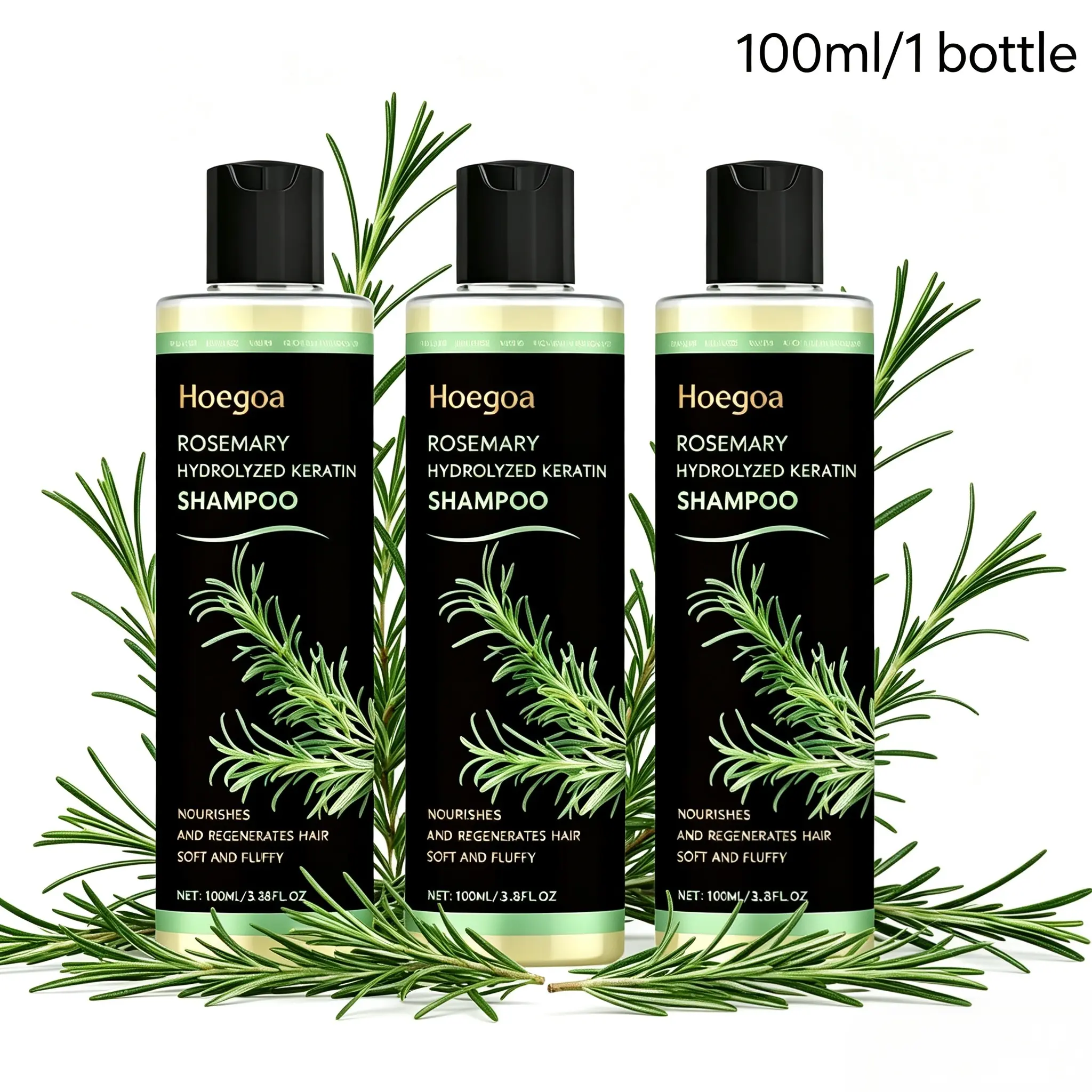【Buy 2 Get 1 Free】Rosemary & Hydrolyzed Keratin Shampoo (100ml) -  Controls Oil & Dandruff, Soothes Scalp Irritation, Restores Shine + Serum for Frizzy Dry Locks irritated swimmers