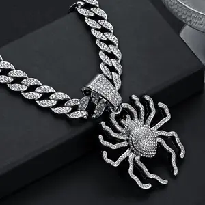 [Large Spider Pendant Necklace] Unique Design Large Spider Pendant Necklace, Cuban Chain Jewelry, Men's Stylish Item, Easter Gift
