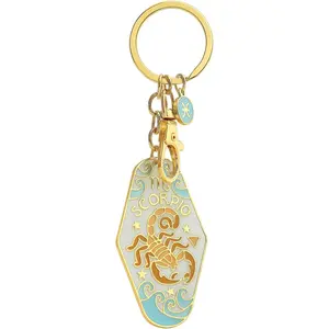 Zodiac Motel Keychain Boho Vintage Hotel Keychain Purse Bag Charms for Handbags Cute Car Keys Accessories Gifts for Women