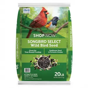 Songbird Wild Bird Seed Blend 20 lb Bag - Sunflower & Safflower Mix for Cardinals, Chickadees & More