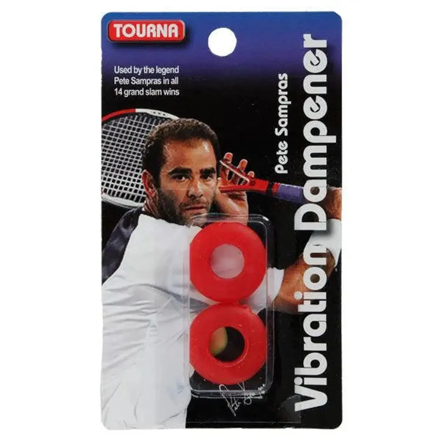 Sampras Red Tennis Racket Vibration Dampener, Tennis Sports Accessory for Ball Sports Enthusiasts