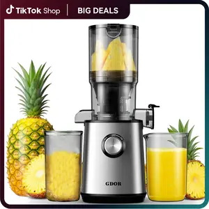 GDOR Cold Press Juicer 5.3" Wide Chute 150NM Motor High Yield Easy Clean Slow Masticating Extractor with Anti-Drip Spout & 41oz Hopper