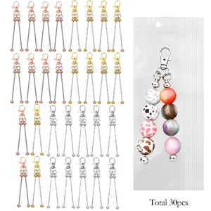 30pcs Creative Keychain Set with 5 Lobster Claw Clasps, 10 Blank Beadable Bars for DIY Bag Charms, Wedding, Party, Graduation, Travel, Vacation & Back to School Gifts