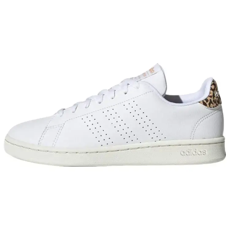 Adidas Women's Advantage 'White Leopard' Sporty Chic Sneakers, for Casual & Outdoor Activities, Casual Wear, Cushioned Sole, Leather Base, Leopard Accents, Feminine Fit