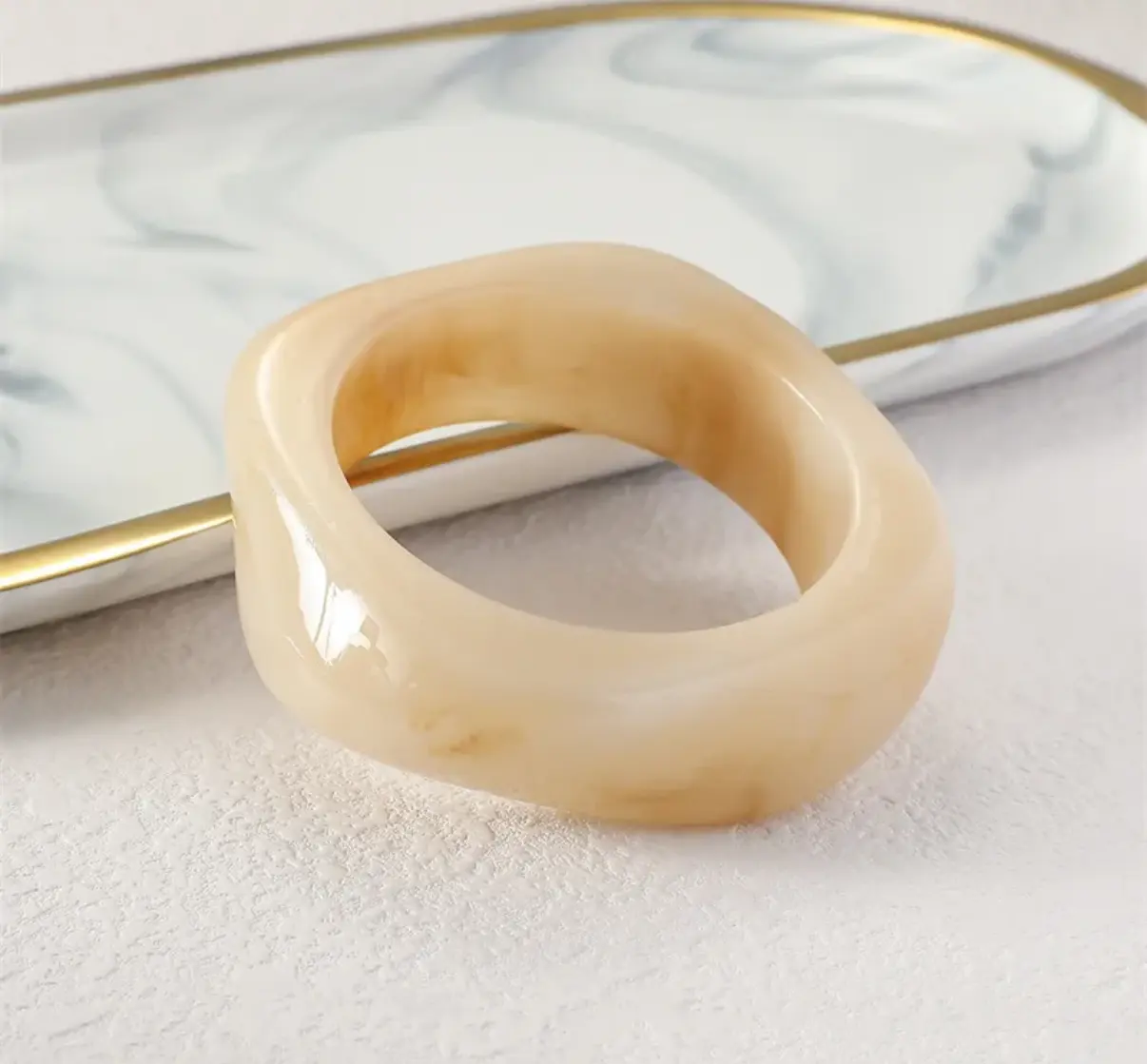 Shoop Acrylic Beige Bangle - Fashionable, Versatile, Fun Accessory for Any Occasion