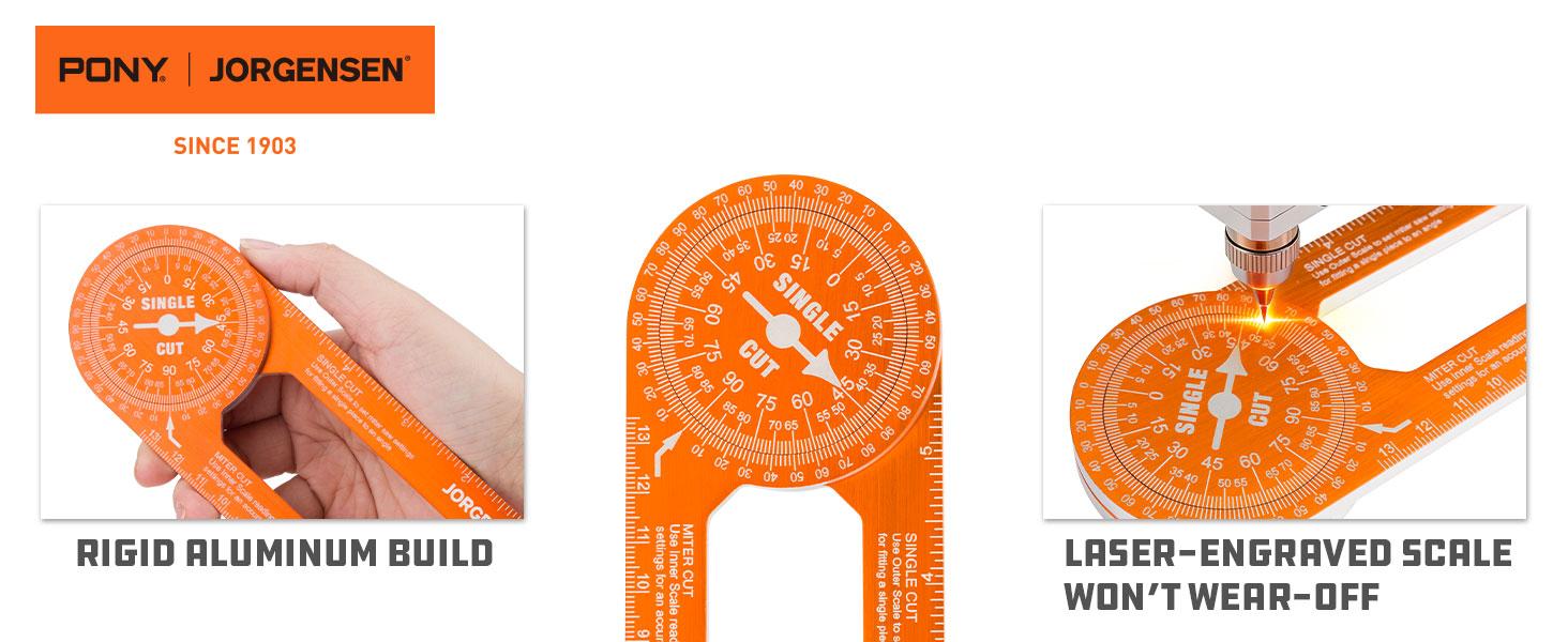 #fathersdaygift Jorgensen Miter Saw Protractor 7 Inch Aluminum Protractor Angle Finder with Precision Laser-Etched Scales for Accurate Miter Cuts, Carpenters & Contractors