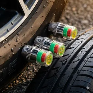 Ultimate TPMS Valve Caps: 4-Color Visual Tire Pressure Monitor, Auto-Balance Alert, Freeze & Shock Resistant Sensor, Universal Car SUV Truck Tire Safety System, Tyre Caps