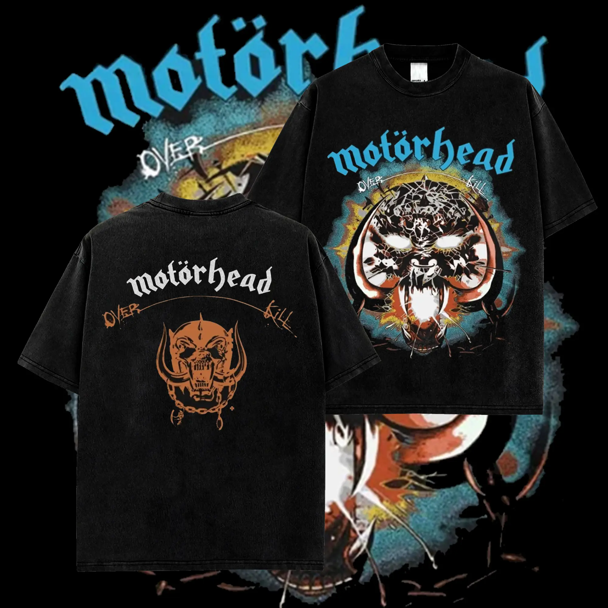 [MetalStyle] Motorhead Overkill Unisex 100% Heavyweight Cotton T-Shirt, Retro Y2K Heavy Metal rock Streetwear Top Classic Hoodie Tshirt, Rock Music Shirt, Alternative Streetwear Essential for Rock Lovers