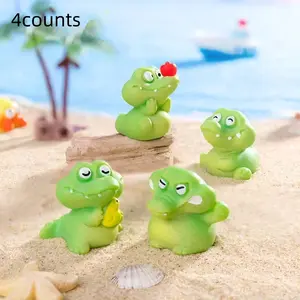 4pcs Mini Crocodile Resin Figurines, Cute Creative Decorations for Home Office Computer Desk, Fairy Garden Aquarium Decoration