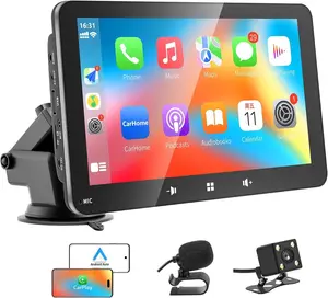 Apple Car Play Screen Portable Wireless Apple CarPlay & Android Auto Carplay Display 7’ HD Touchscreen for Car Stereo Backup Camera Car Radio with Mirror Link/Airplay/BT Hands-free Call/Mic/TF/USB/AUX