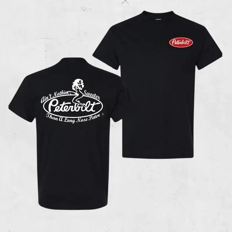 Peterbilt Trucking T-Shirt, Funny Long Nose Peter Graphic Tee with Pin-Up Silhouette & Classic Logo, Unisex Cotton Short Sleeve Top, Soft Comfortable Casual Wear, Perfect for Diesel Lovers & CDL Drivers, Men’s Streetwear, TClothing, Streetwear, CasualWear