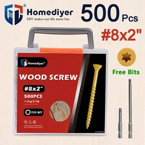 500Pcs #8×2" Rust Proof Star Drive Wood Screws Kit, T25 Torx Head Deck Screws with Free Bits & Storage Case