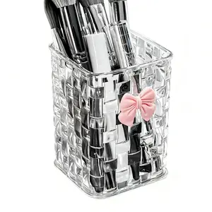 Acrylic Pen Holder for Desk, Clear Pencil Organizer, Makeup Brush Cup Holders, Bow Design, Back to School Accessory, Teacher Appreciation Gift
