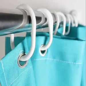 Bathroom Shower Curtain Ring, 12pcs/set Plastic C-shaped Ring, Thick & Bold Round Ring Hook for Home Bathroom Hotel Salon