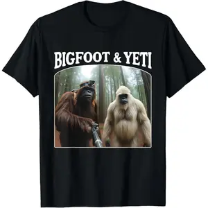 Bigfoot & Yeti Funny Sasquatch Bigfoot Vlogs for Hikers T-Shirt Pure Cotton Graphic Tees Menswear Top: Gifts for Men & Women Streetwear Soft