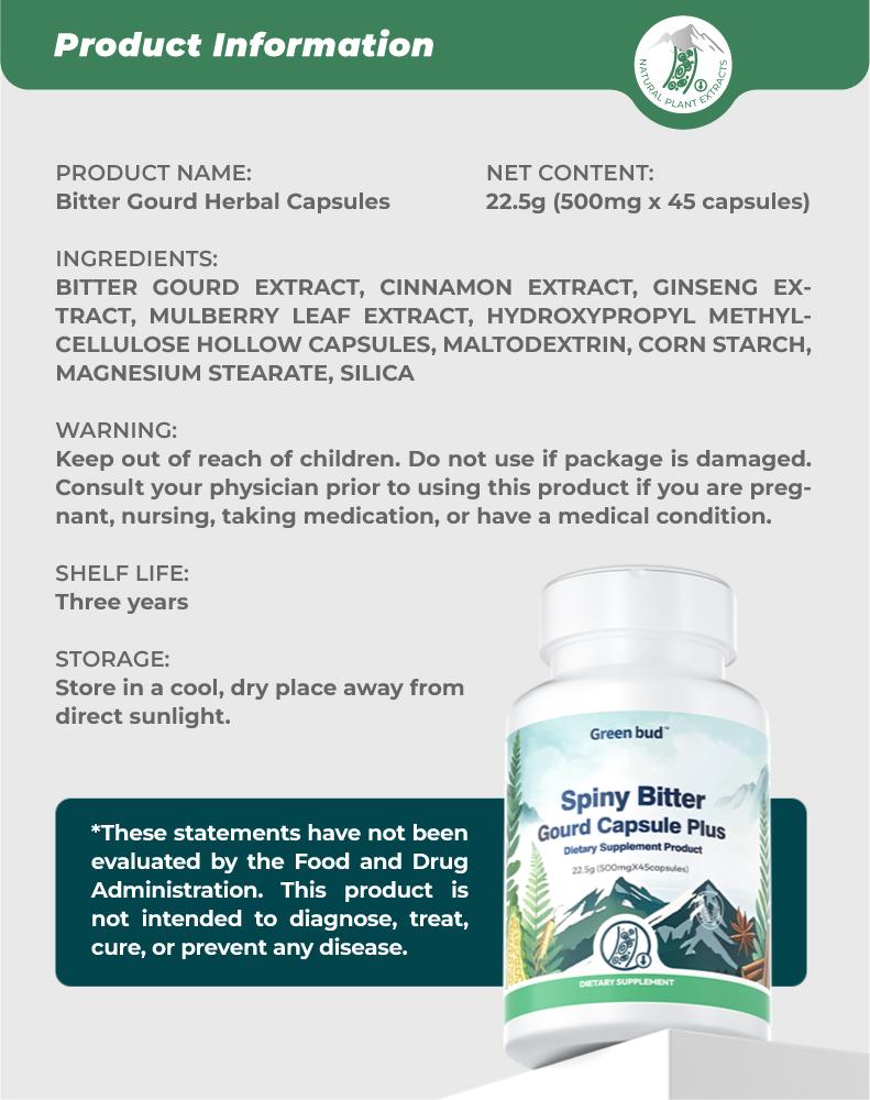 Spiny Bitter 1 Gourd Capsule Plus natural herbal bitter gourd extract, used for overall body balance care#Summervibes