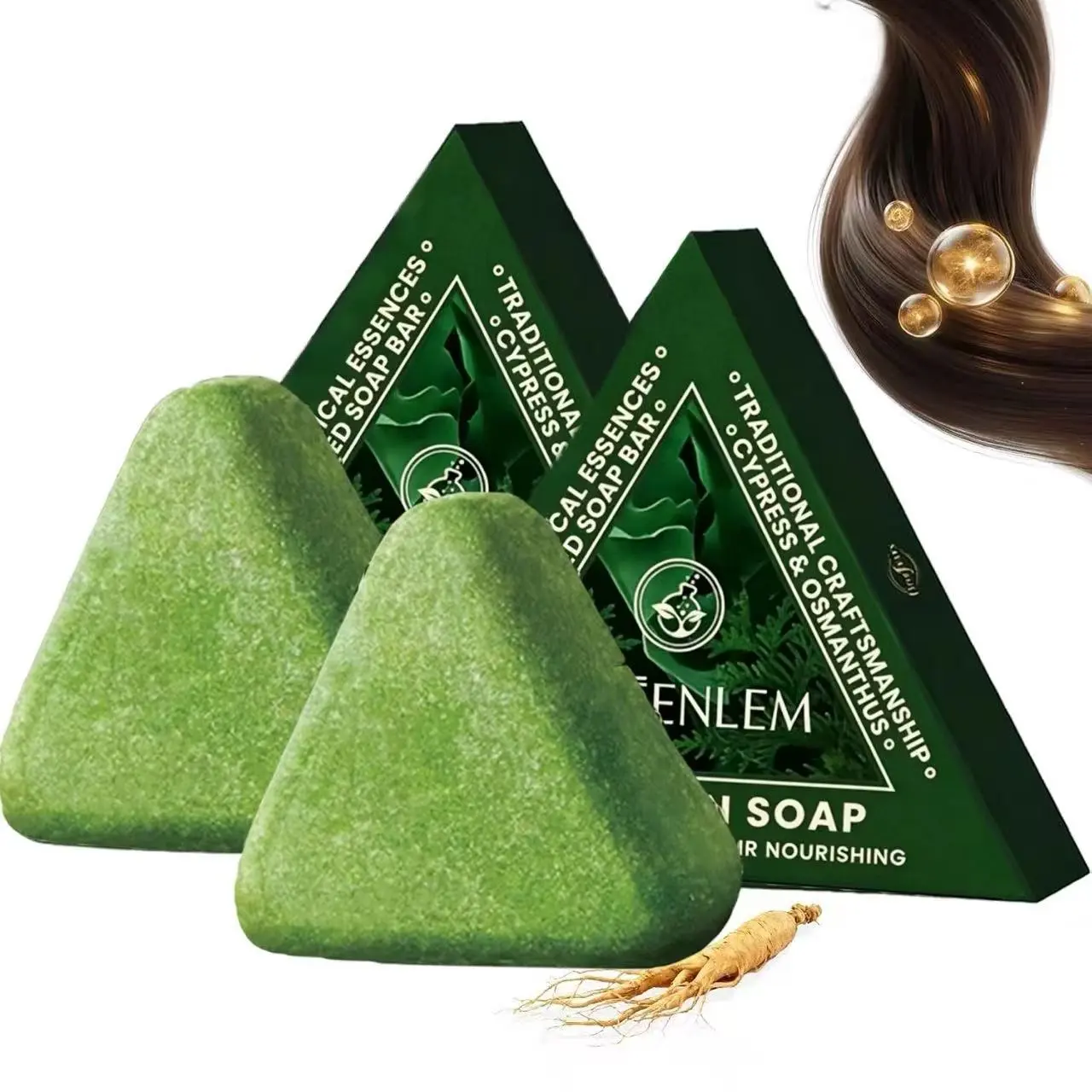 2pack  Green Soap Shampoo, Usman Grass Shampoo Bar, Strengthens Smooths Hair, Natural Shampoo Bar For All Hair Types，#Summervibes