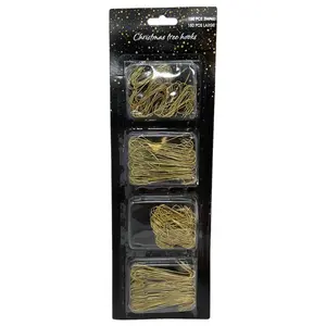 300 Small and Large Gold Metal Christmas Tree Ornament Hooks for Decorations