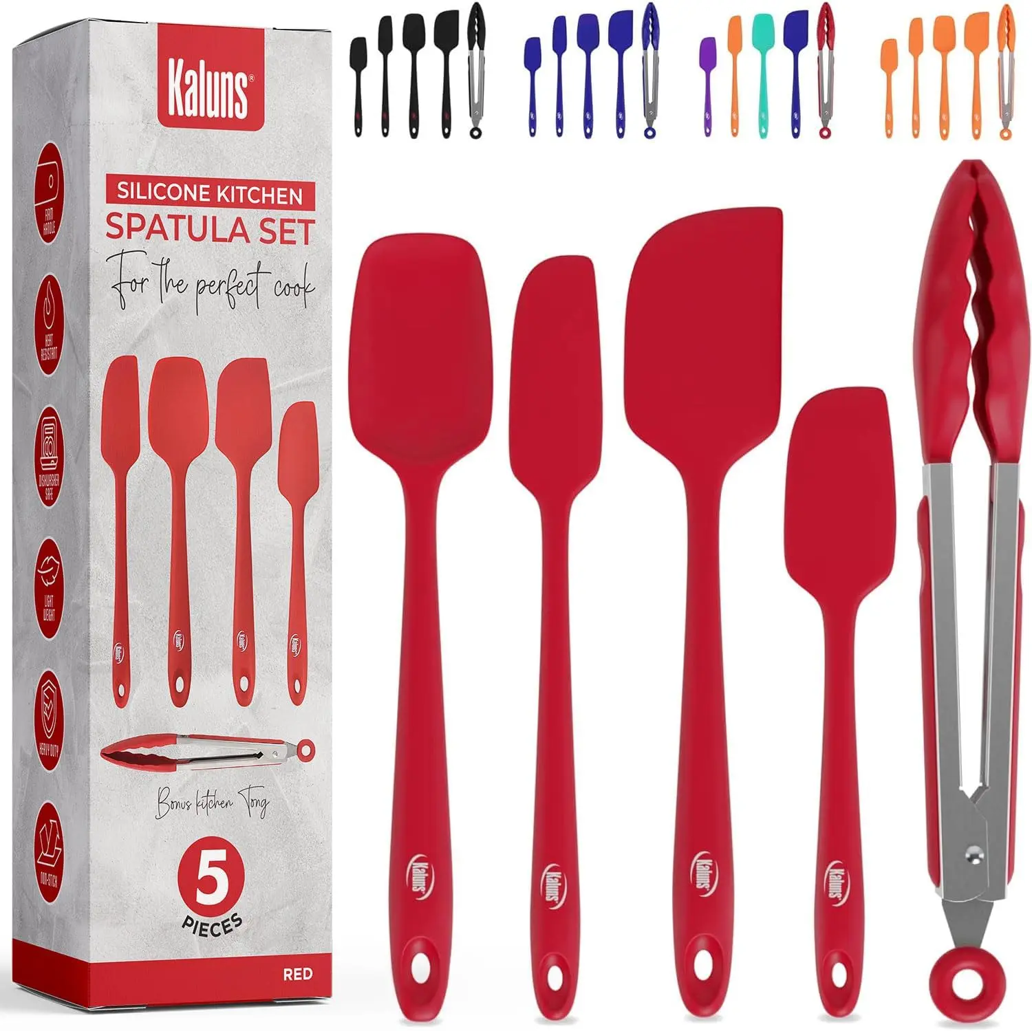 4-Piece Silicone Spatula Set, 600°F Heat-Resistant Nonstick Spatulas with Bonus Tongs