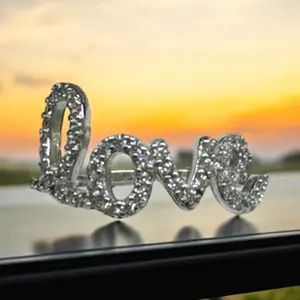 Sterling Silver Love Ring with Crystals for Women