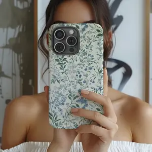 Forest style floral vine pattern, durable and shock-absorbing glossy 2-in-1 phone case, suitable for iPhone 17, 16, 15, 14, 13, 12, 11 X, Samsung and other series models, can be given as a holiday gift to friends or home