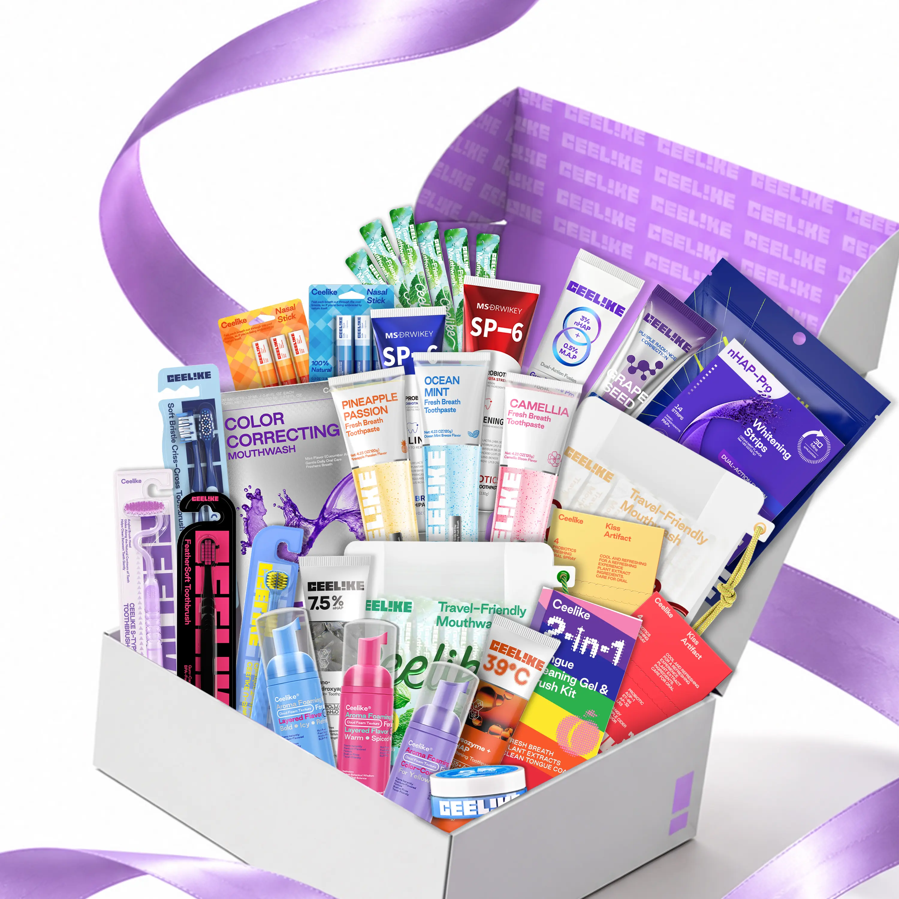 MSDRWIKEY Teeth Care Kit - Compact Portable Toothbrush & Fresh Mint Toothpaste Set, 1000g Oral Care Gift Set Box for Personal Use & Gifting