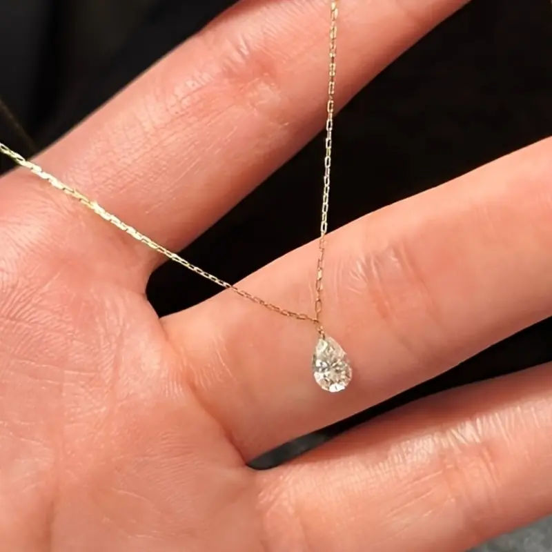 Elegant Teardrop Zircon Pendant Necklace for Women, Pendants Necklaces, Drop Necklaces, Zirconia Jewelry, Fashionable Jewelry for Commuting, Versatile and Stylish Accessory, Dainty Necklace, Daily Wear Necklace, Pendant With Zirconia