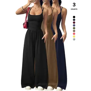 Women's 1-Piece/3-Piece Strapless Sleeveless Basic Wrap Romper Set, Slim-Fitting Casual Home Loungewear, Versatile All-Season Womenswear,summervibes