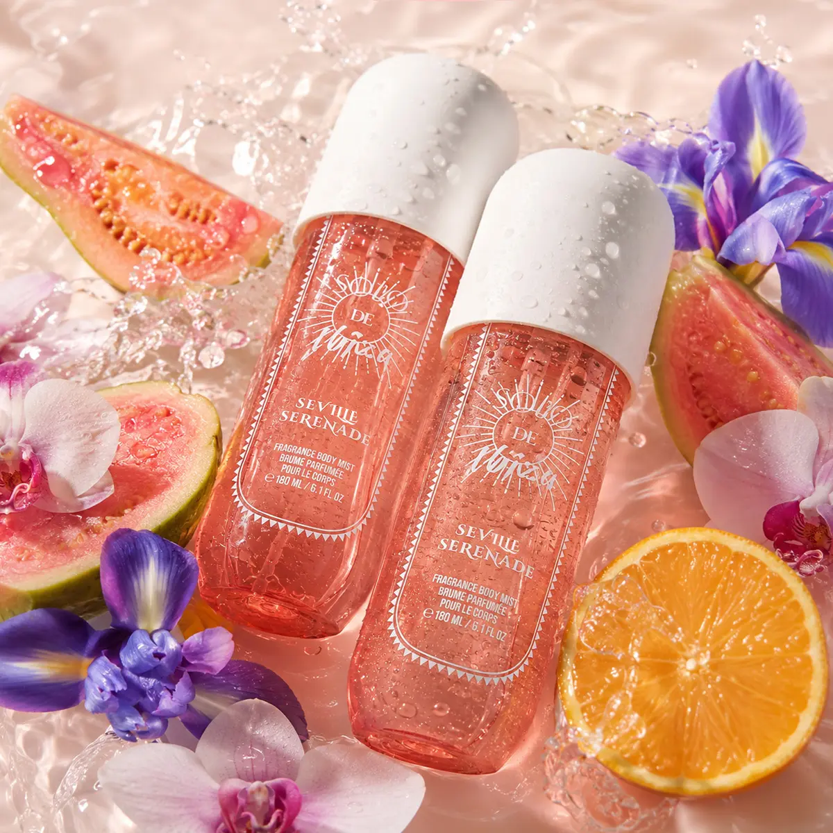 SOLO EN IBIZA Seville Serenade Full-Size Casual Daily Wear Hair & Body Fragrance Mist - 6.1 fl oz, Fruit Floral Citrus Fragrance Scent Blend with Guava Nectar, Coconut Water, Sunlit Orchid, Citrus Twist