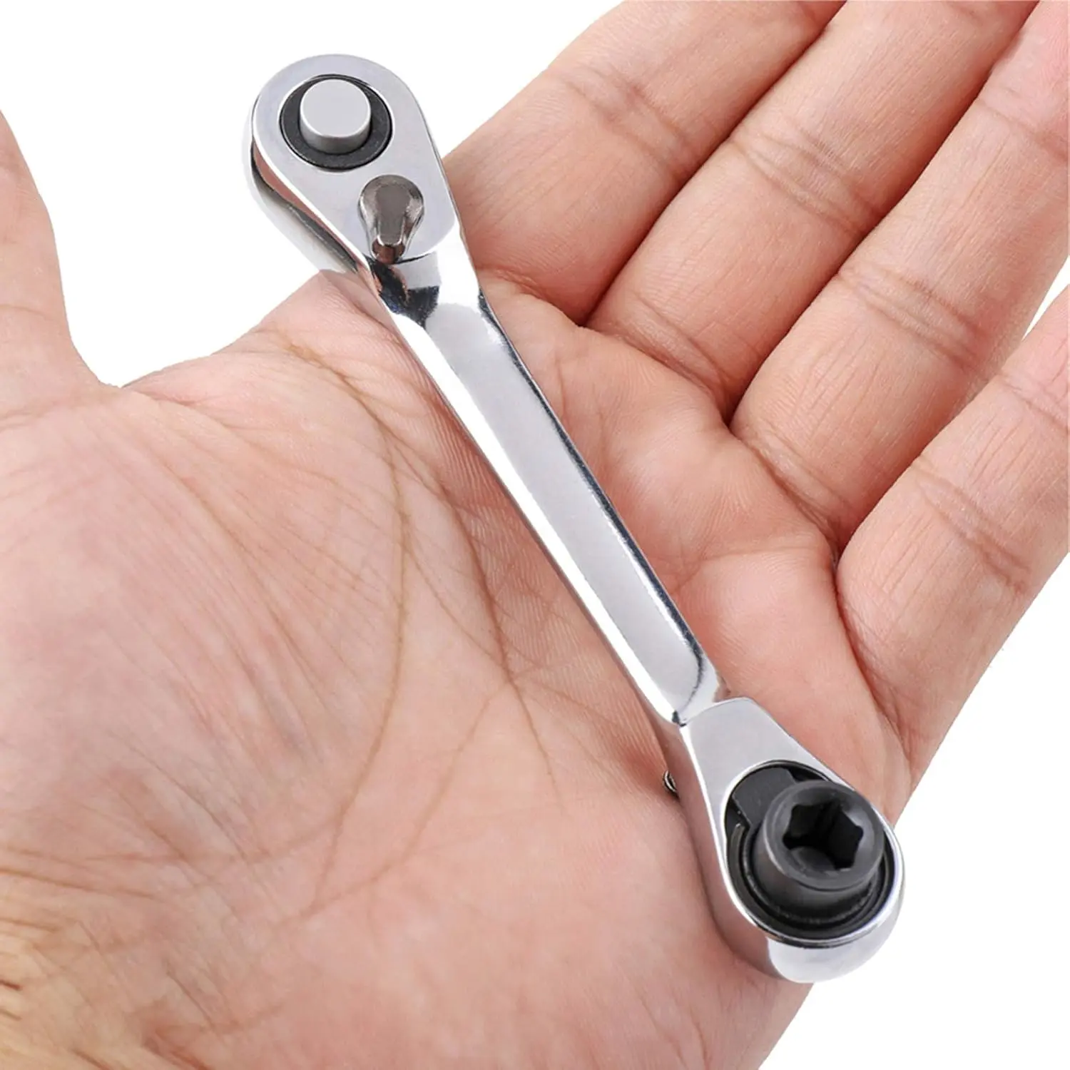 1/4-Inch 72-Tooth Mini Ratchet Torque Wrench Set, 4.2-Inch All-Metal Chrome-Plated Tool with Double Heads, 5-Degree Rotator, Quick Install Release, Socket & Screwdriver Bit for Automotive Maintenance