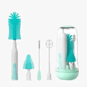 Electric Bottie Cleaning Brush, BabyBotte Brush Cleaner Water BotteCleaning Kit, Nipple Brush PacifierCleaner Straw Cleaner Brush forNewboms,5 Packs Set