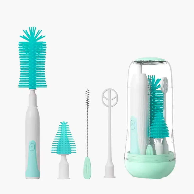 Electric Bottie Cleaning Brush, BabyBotte Brush Cleaner Water BotteCleaning Kit, Nipple Brush PacifierCleaner Straw Cleaner Brush forNewboms,5 Packs Set