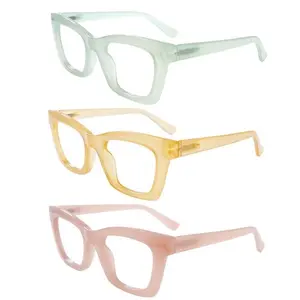 ZOELEAD 3 Pack Stylish Reading Glasses Blue Light Oversized Square Frame Lady's fashion Computer Reader for Women Men with Flexible Spring Hinge