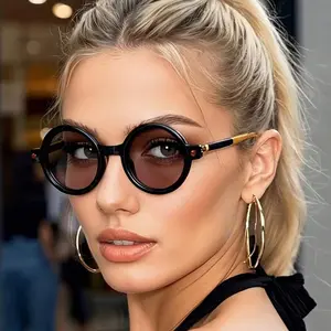 1 Pair Of Retro Round Women's Glasses - Lightweight Metal Frame, Decorative Lenses, Multiple Colors Available, European Fashion Glasses With Soft Cloth Case - Street Style And Casual Wear  Gift