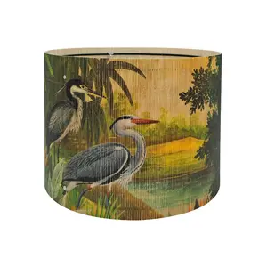 Rustic Bamboo Lamp Shade Lighting for Table Lamps and Floor Lamps, Tropical Animal Pattern Bucket Shape, 11.8 Inch Diameter, Home Decor Accessory