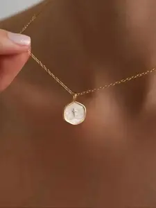 Gold Plated Cross Necklace for Women - Dainty Simple 14k Gold Plated Cross Pendant with Cubic Zirconia Gem - Elegant & Hypoallergenic Brass Party Jewelry Fashion Cross Pendant Classic Cross Pendant