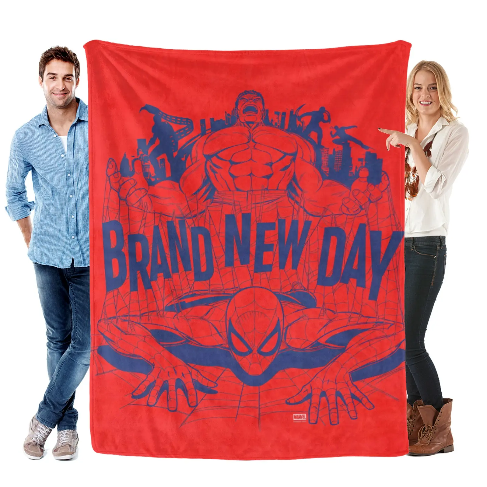 Marvel Spider-Man: Brand New Day Hulk City Silk Touch Throw Blanket Soft Lightweight Fleece Sofa Couch Bedroom Decor Blanket Gift for Kids Teens Adults Marvel Fans