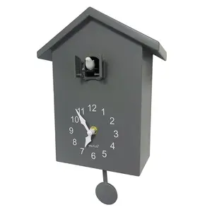 WALPLUS Minimalist Cuckoo Clock Gray Pendulum Quartz Bird Clock Pendulum Clock Wall Clock Home Bedroom Office Living Room Decoration Adjustable