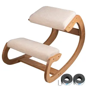 Kneeling Chair Ergonomic Posture Corrector - Heavy Duty Kneeling Stool for Office, Home, Meditation - Adjustable Birch Wood Computer Chair