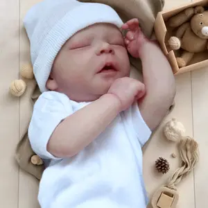 GUESSBELLY 18inch Asleep Reborn Baby Doll Kids Alive 45cm Sleeping Newborn Art Bebe Toy with Cloth Body, 3D-paint Skin and Visible Veins Dress Up Lifelike Toy Handmade Birthday Gift