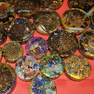 Small Manifestation Medallions without Copper Necklace Made with Shungite Quartz Lake Beach Sand Natural Materials for Healing Energy Enhancement