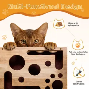 Cat claw sharpening toy box, nail file, stress-free alternative, no need for nail clippers or grinders, durable oak design, suitable for cats of all ages