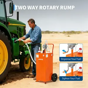 35 Gallon Fuel Caddy with Transfer Pump, Gasoline & Diesel Storage Tank for Cars, Lawn Mowers, ATVs, Boats & More – Orange