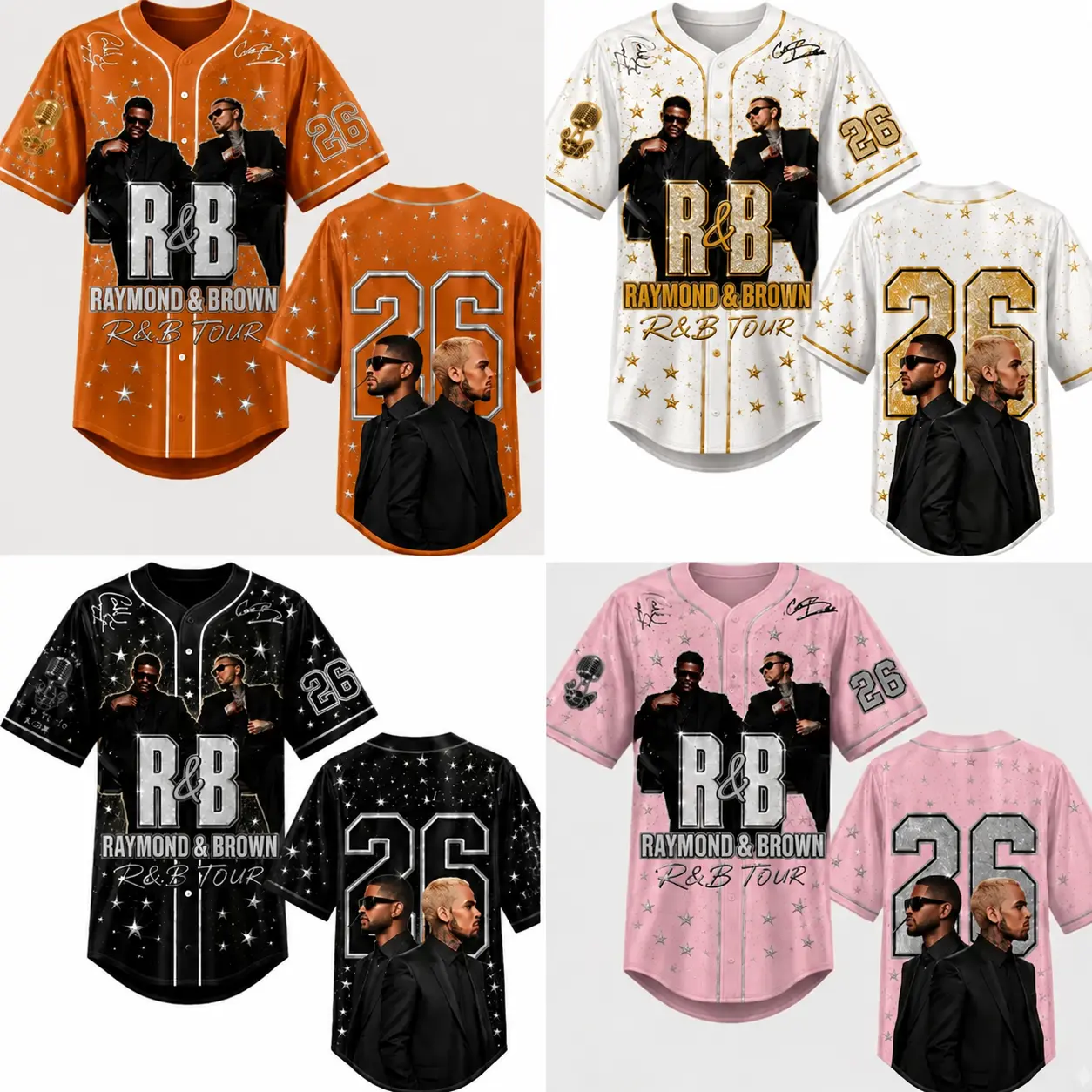 R&B Tour Baseball Jersey, Raymond & Brown Concert Shirt, Music Fan Apparel, Sports Style Jersey, Festival Outfit Gift for Fans