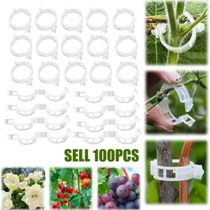 100 PCS Tomato Clips, Plant Support Clips For Outdoor Plants, Plastic Trellis Clips, Grape Vine, Vegetables Plants, Rose, Garden Accessories, Garden Clips to Grow Upright