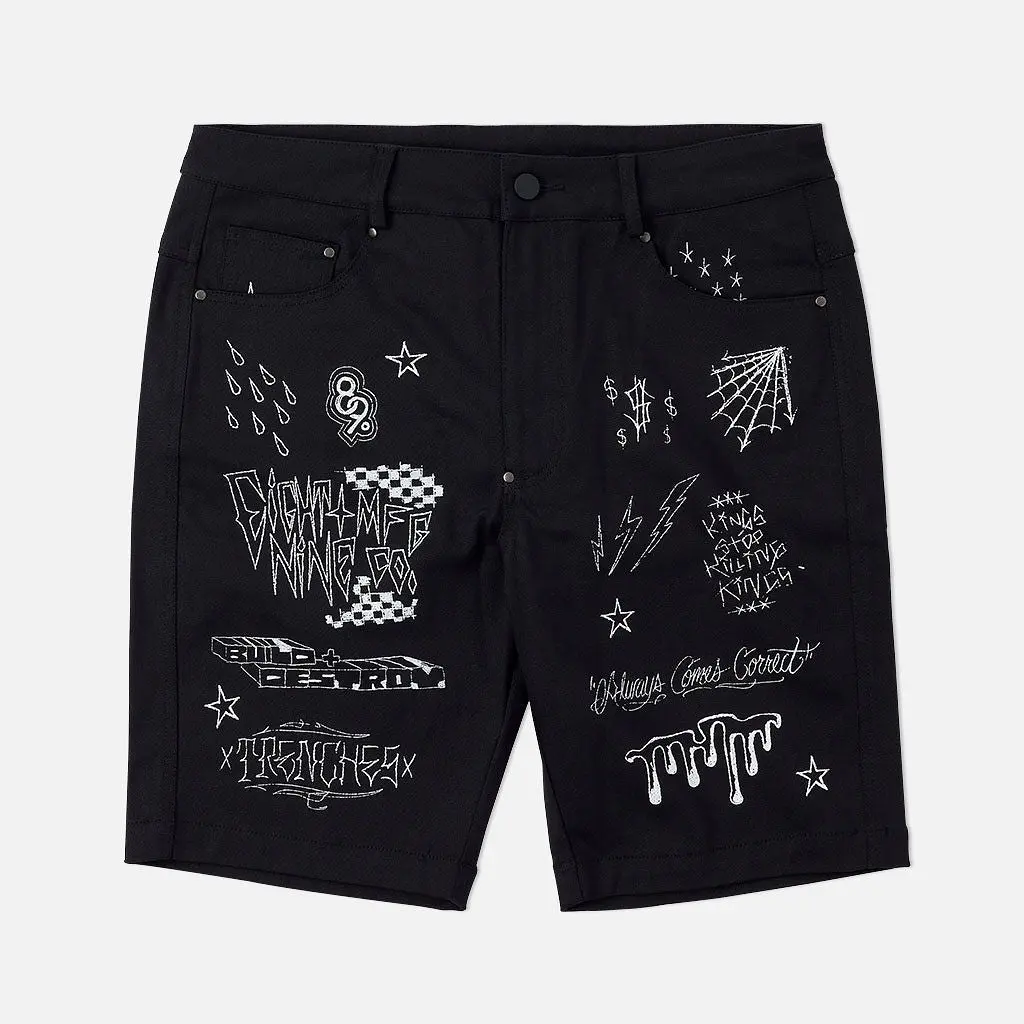 Scribblez Work Shorts Black